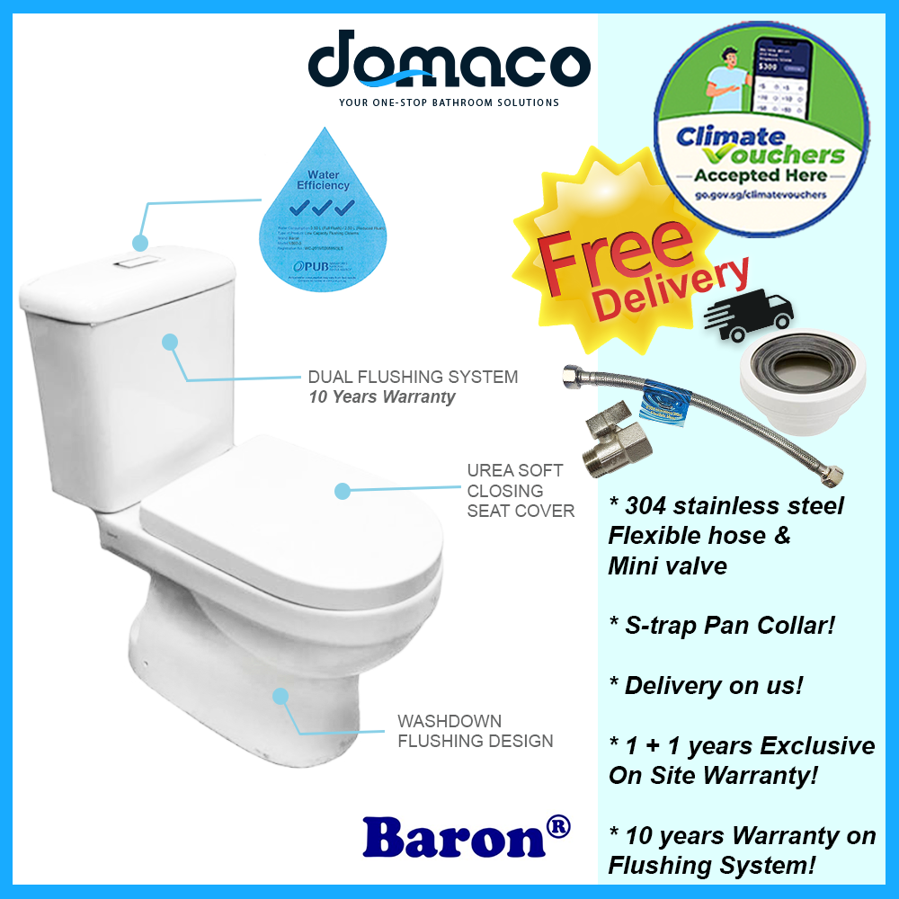 Baron BV800 with 2-Piece Toilet Bowl and Soft Closing Seat Cover