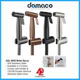ADL Stainless Steel Bidet Sprayer Set with 1.2M Hose (9802 Matt S, 9802BB Matt Black, 9802GG Gun Metal, 9802R Rose Gold) domaco.com.sg