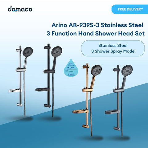 Arino AR-939S-3 Stainless Steel 3 Function Hand Shower Head Set (Chrome, Matt Black, Rose Gold & Gun Metal)