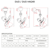 Bestar Duo Hagar 16 Inch Corner DC Wall/Ceiling Fan with Remote domaco.com.sg