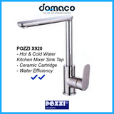 Pozzi X920 Chrome Kitchen Sink Mixer Tap domaco.com.sg