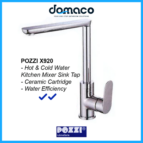Pozzi X920 Chrome Kitchen Sink Mixer Tap domaco.com.sg