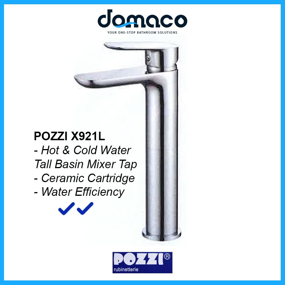Pozzi X921L Chrome Tall Basin Mixer Tap domaco.com.sg