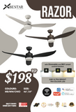 Bestar Razor DC Ceiling Fan With Dimmable 24W 3 Tone LED Light Kit And Smart Wifi Control domaco.com.sg