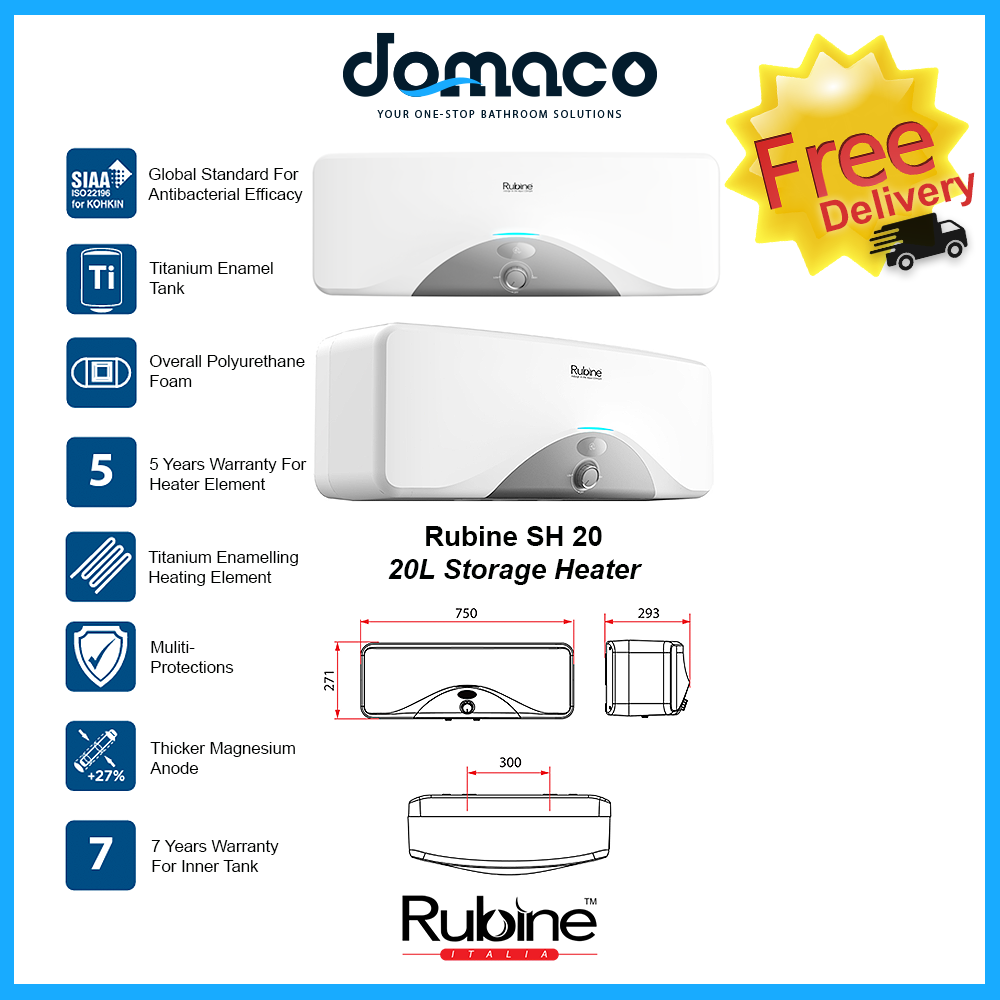 Rubine SH-20 Storage Heater 20L domaco.com.sg