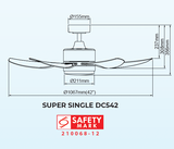 Samaire Downrod 5 Blades DC Ceiling Fan With 25W Dimmable 3 Tone LED Light Kit And Remote domaco.com.sg