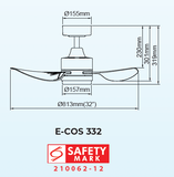 Samaire Downrod 3 Blades DC Ceiling Fan With 20W Dimmable 3 Tone LED Light Kit And Remote domaco.com.sg