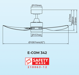 Samaire Downrod 3 Blades DC Ceiling Fan With 20W Dimmable 3 Tone LED Light Kit And Remote domaco.com.sg
