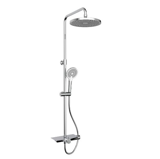 Rubine RSC-DECKOS-U2 Round Rain Shower Set with Hand Shower and Shower Mixer Shelf domaco.com.sg