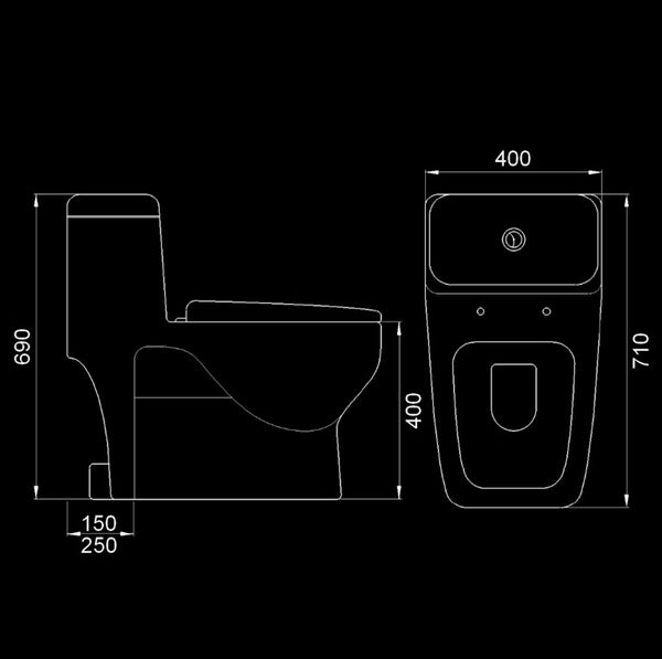 Velin 1Piece Toilet Bowl Package Domaco