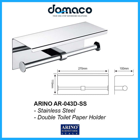Arino AR-043D-SS Stainless Steel Double Toilet Paper Holder domaco.com.sg
