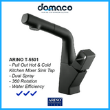 Arino T-5501 Matt Black Pull Out Kitchen Sink Mixer Tap domaco.com.sg