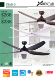 Bestar Star 5 DC Ceiling Fan With 24W 3 Tone LED Light Kit And Smart Wifi Control domaco.com.sg