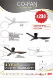 Fanco Co-Fan Hugger Low Ceiling Fan 48" with Optional Light Kit domaco.com.sg