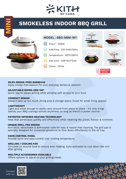 KITH Mini Smokeless Indoor Grill (SBG-MINI-W1) - Anytime, Anywhere
