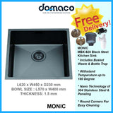 Monic MBX-620 Black Steel Kitchen Sink domaco.com.sg