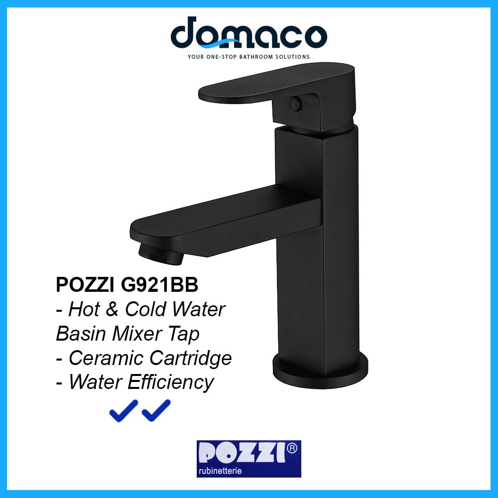 Pozzi G921BB Matt Black Basin Mixer Tap domaco.com.sg