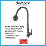 Rico 30405-13-CF (B) Matt Black With Flexible Gooseneck Kitchen Sink Tap domaco.com.sg