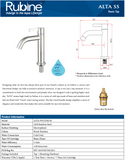 Rubine Alta P91325M SS Stainless Steel Basin Tap domaco.com.sg