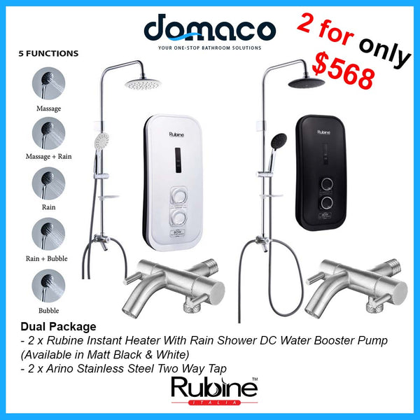 Rubine 3388 Instant Water Heater With Rain Shower DC Water Booster