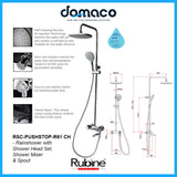 Rubine RSC-PUSHSTOP-R61-CH Rain Shower Set with Hand Shower and Shower Mixer in Chrome domaco.com.sg