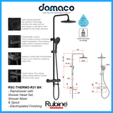 Rubine RSC-THERMO-R31-BK Rain Shower Set with Hand Shower and Shower Mixer in Matt Black (38800)<br>*Contact us for best price domaco.com.sg