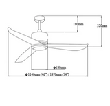 Bestar Razor DC Ceiling Fan With 24W 3 Tone LED Light Kit And Remote