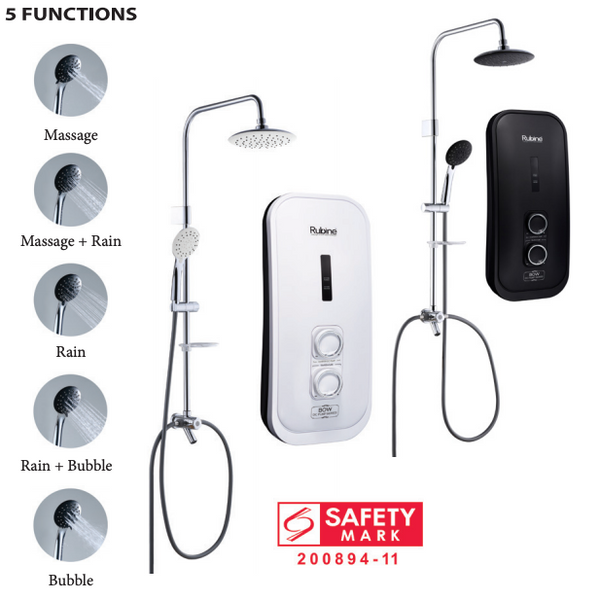 Rubine 3388 Instant Water Heater With Rain Shower DC Water Booster Pum –  Domaco