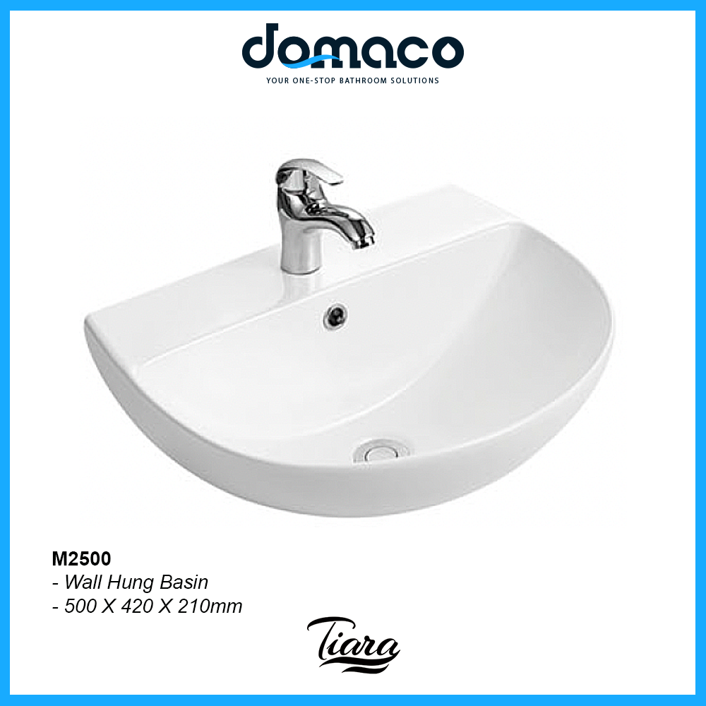 Tiara① Tiara M2500 Wall Hung Basin (8000) *Contact us for best price – Domaco