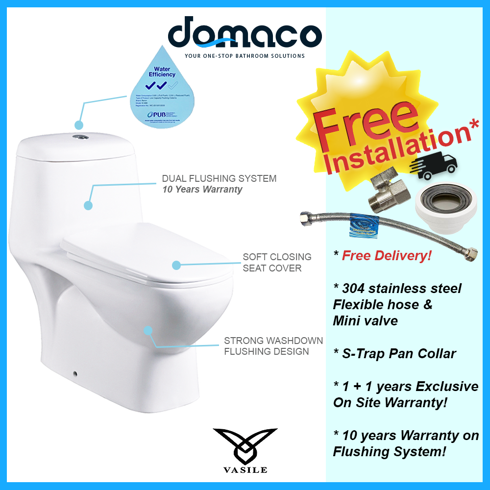 Vasile V518 1-Piece Toilet Bowl domaco.com.sg