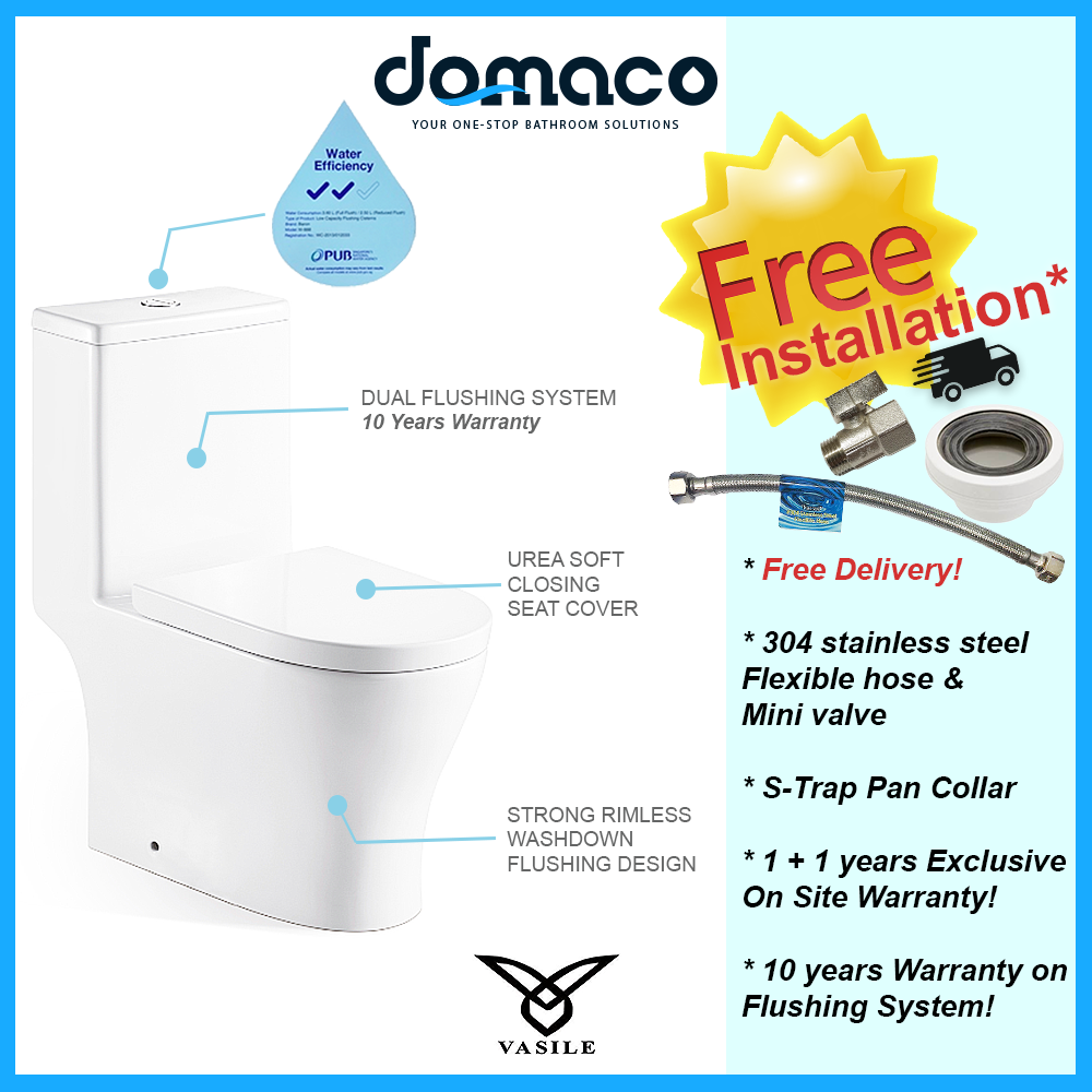 Vasile V596 1-Piece Toilet Bowl domaco.com.sg