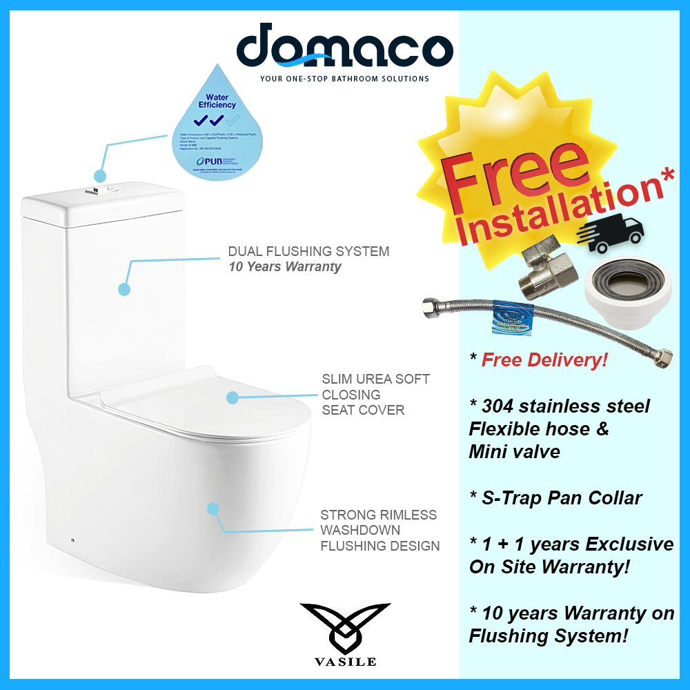 Vasile V598 1-Piece Toilet Bowl domaco.com.sg