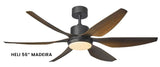 FANCO HELI 56" & HELI-PRO 66" MADEIRA DC CEILING FAN + REMOTE CONTROL + LED LIGHT KIT RGB
