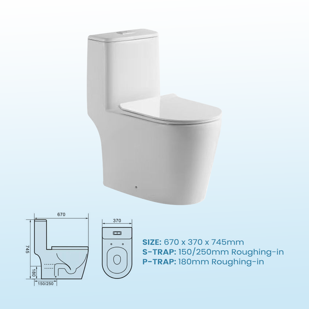 Rim free turbo flushing tornado One Piece toilet bowl Promo