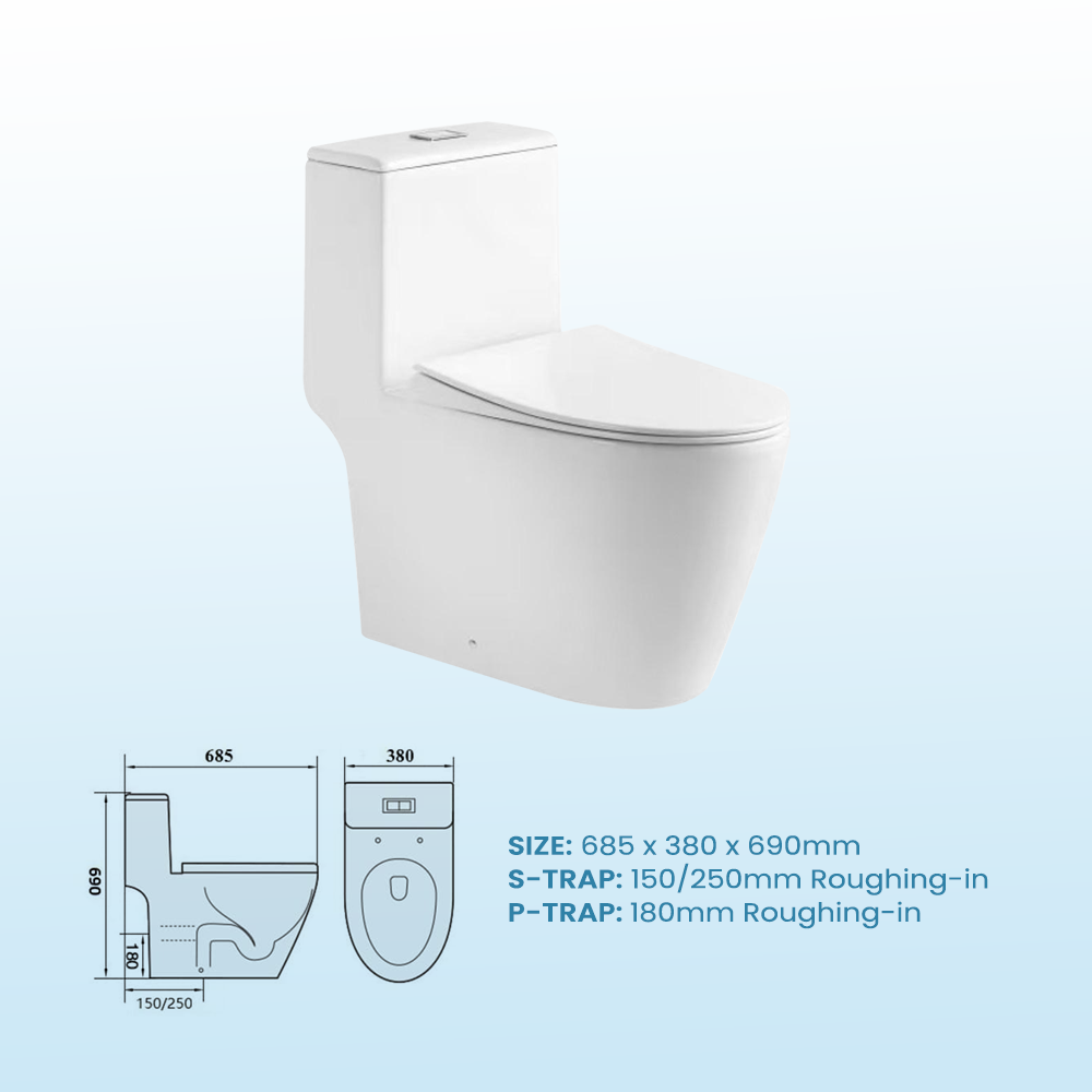Rim free turbo flushing tornado One Piece toilet bowl Promo