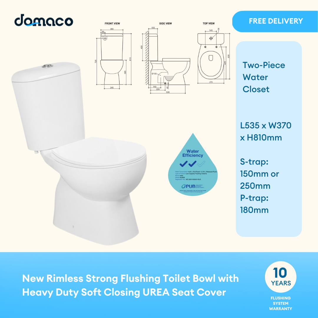New Rimless Strong Flushing Toilet Bowl with Heavy Duty Soft Closing UREA Seat Cover