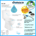 Tiara T208 Rimless Toilet Bowl Washdown Flushing 2-Piece Toilet Bowl with Soft Closing Seat Cover - Domaco