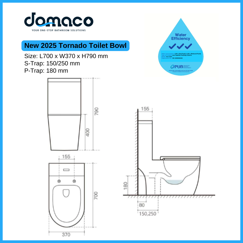 Value Plus Toilet Bowl & Basin Package - Domaco