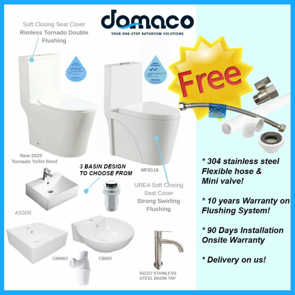 Value Plus Toilet Bowl & Basin Package - Domaco
