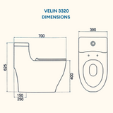Velin 3320 [New Model] Rimless Strong Flushing Toilet Bowl with Slim Soft Closing Urea Seat Cover