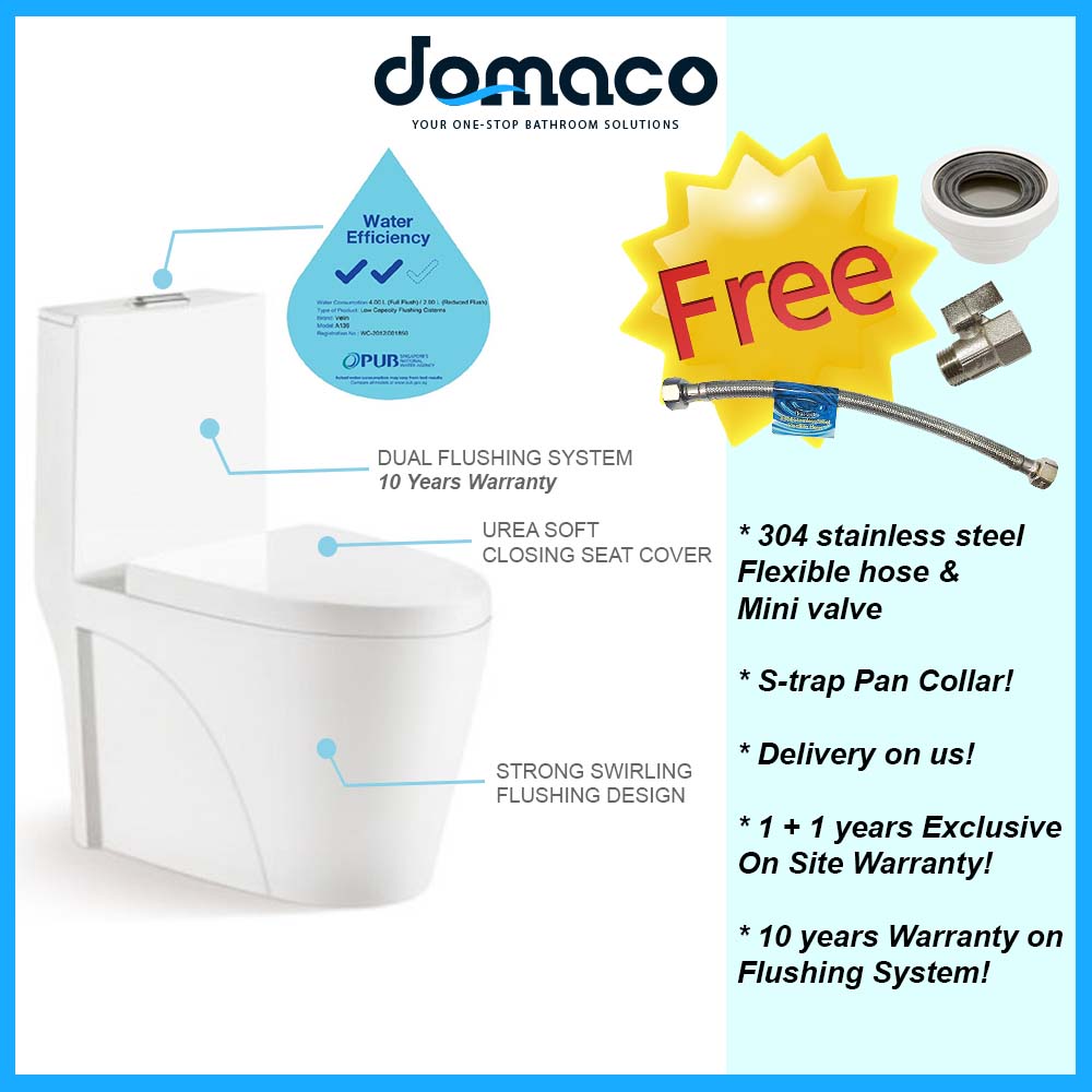 Mayfair MF8116 Tornado Flushing 1-Piece Toilet Bowl with Soft Closing Seat Cover