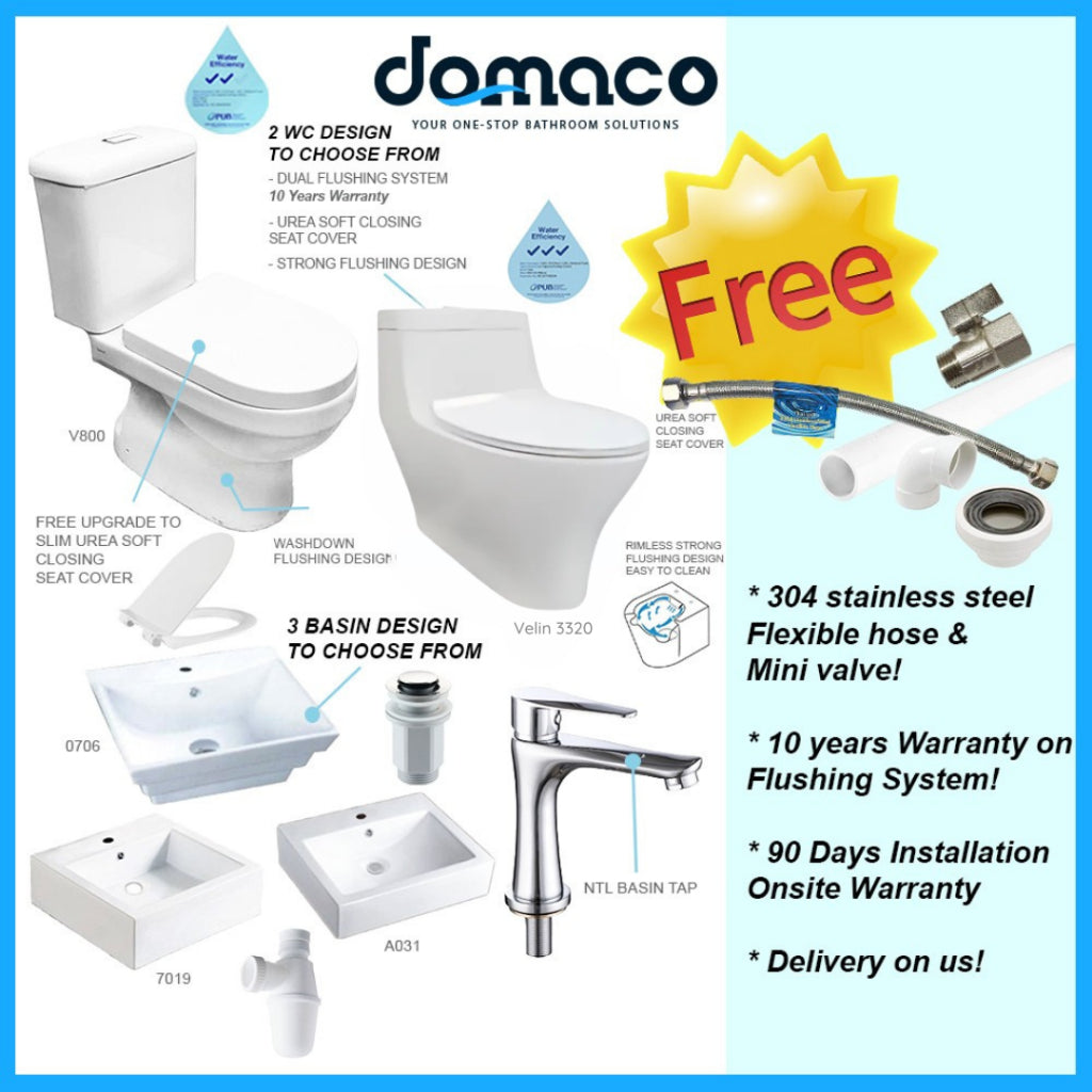Premium Package Toilet Bowl and Basin - Domaco