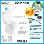 Domaco D707 [2025 New Gen] Toilet Bowl Improved Rimless Flushing with Soft Closing Seat