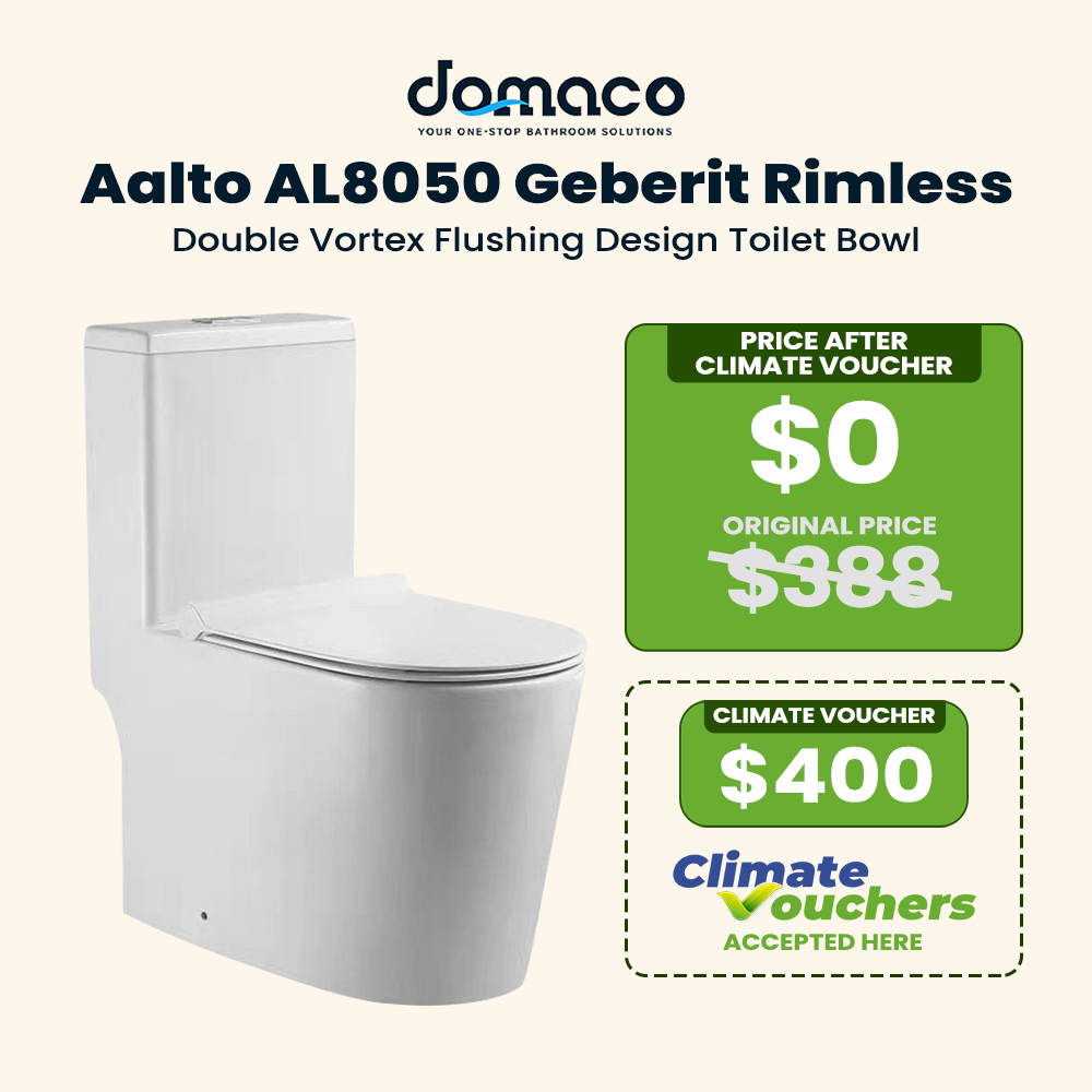 Aalto AL8050 Geberit Toilet Bowl Rimless Double Vortex Flushing Design