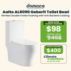 Aalto AL8090 Geberit Toilet Bowl Rimless Double Vortex Flushing with Anti Bacteria Coating