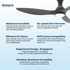 D.R.A.F 46"/52"/60" DC Ceiling Fan Less Shadow Rim Smart LED Upgrade