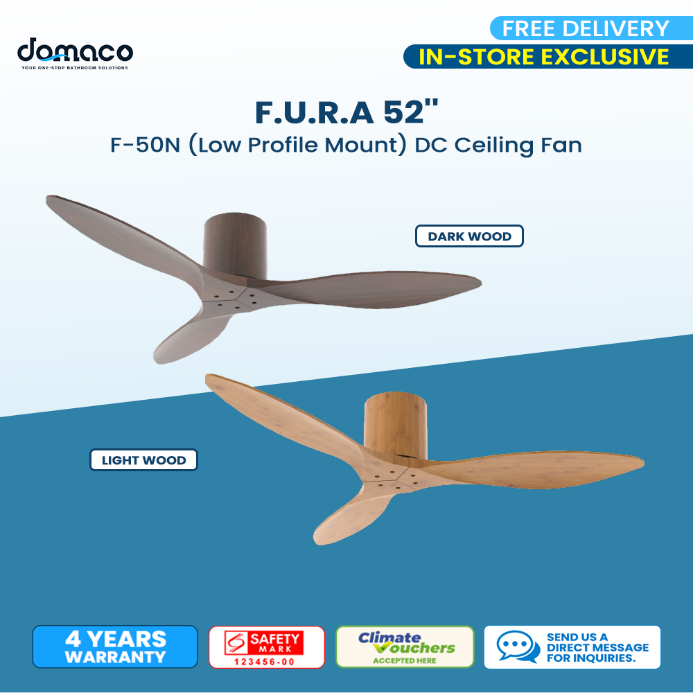 F.U.R.A 52" F-50N Low Profile Mount DC Ceiling Fan