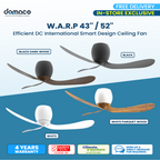 W.A.R.P 43"/52" Efficient DC International Smart Design Ceiling Fan