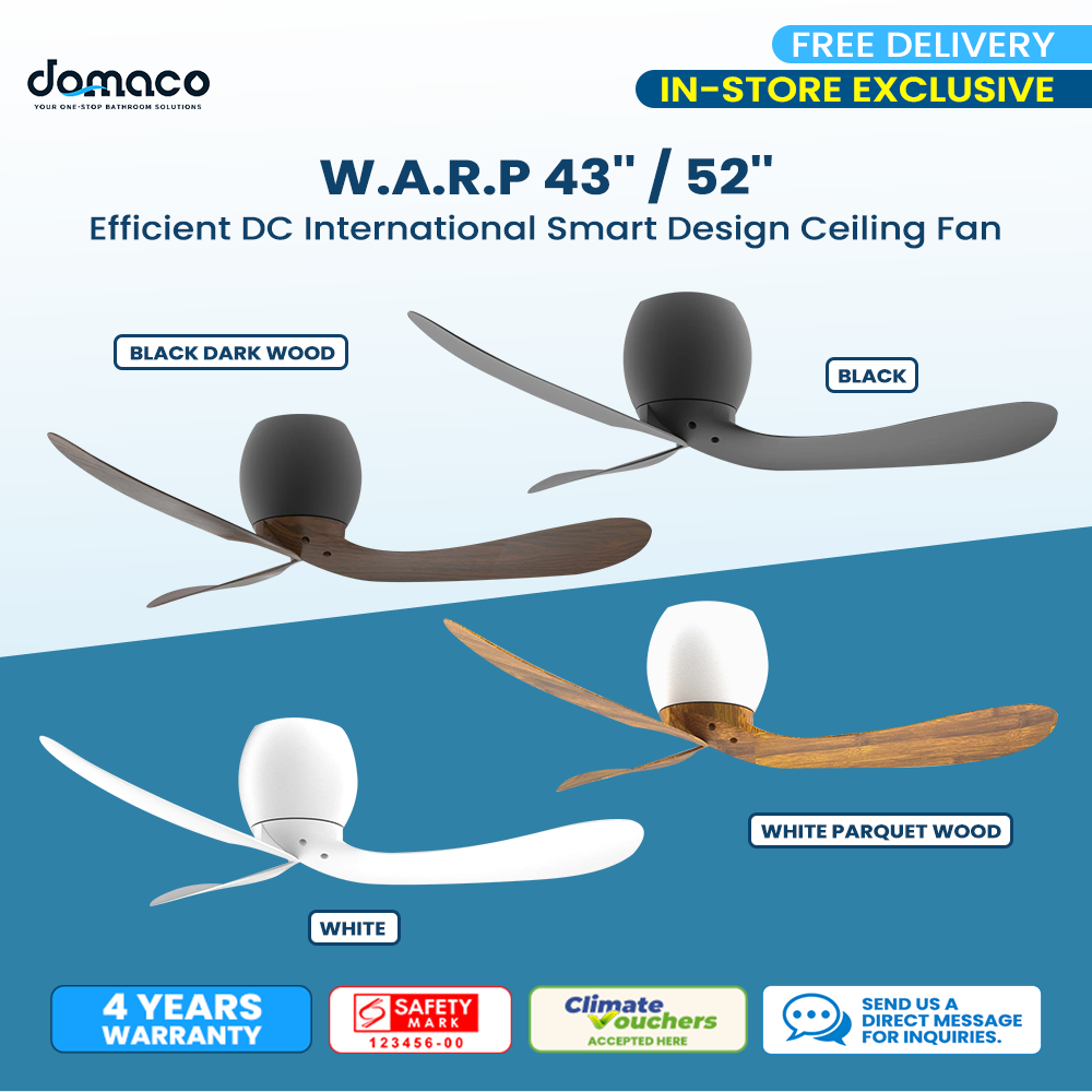 W.A.R.P 43"/52" Efficient DC International Smart Design Ceiling Fan