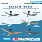 D.R.A.F.T 46"/52"/60" DC Ceiling Fan Less Shadow Rim Smart LED Upgrade